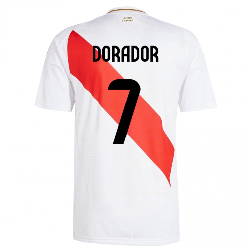 Kids Football Peru Sandy Dorador #7 White Home Jersey 24-26 T-Shirt Canada