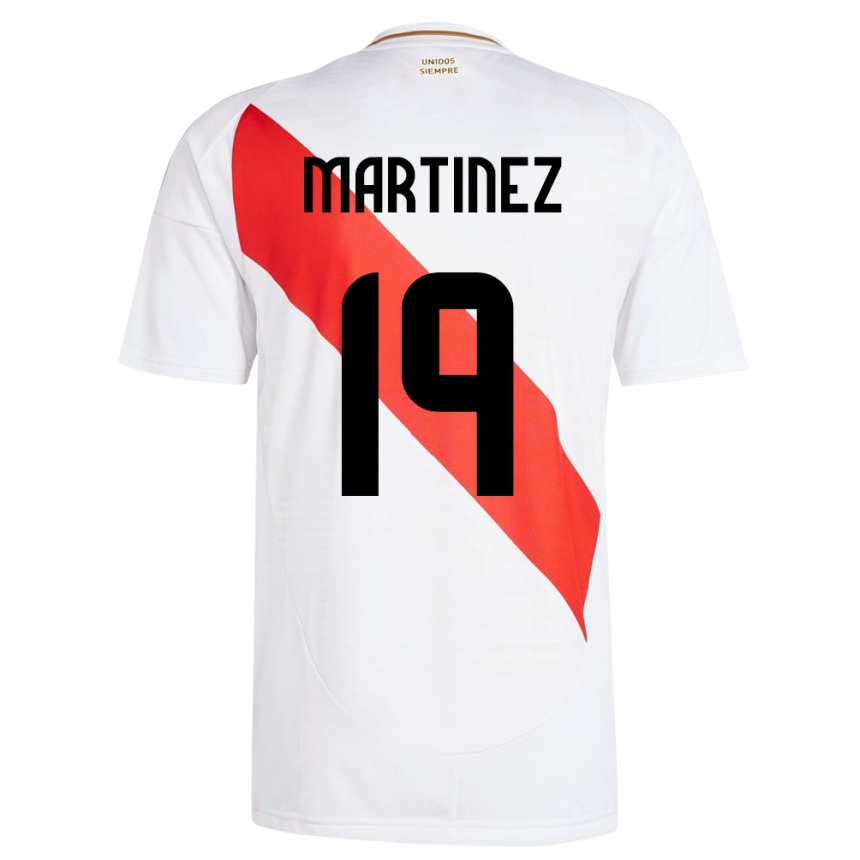 Kids Football Peru Nahomi Martínez #19 White Home Jersey 24-26 T-Shirt Canada