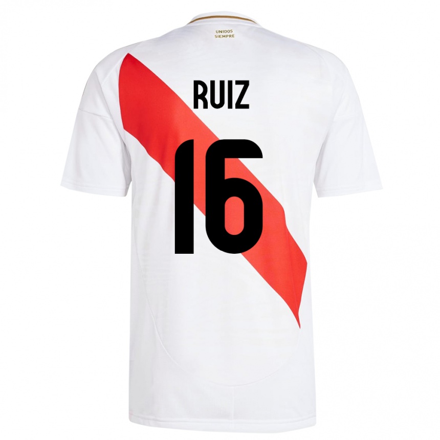 Kids Football Peru Birka Ruiz #16 White Home Jersey 24-26 T-Shirt Canada