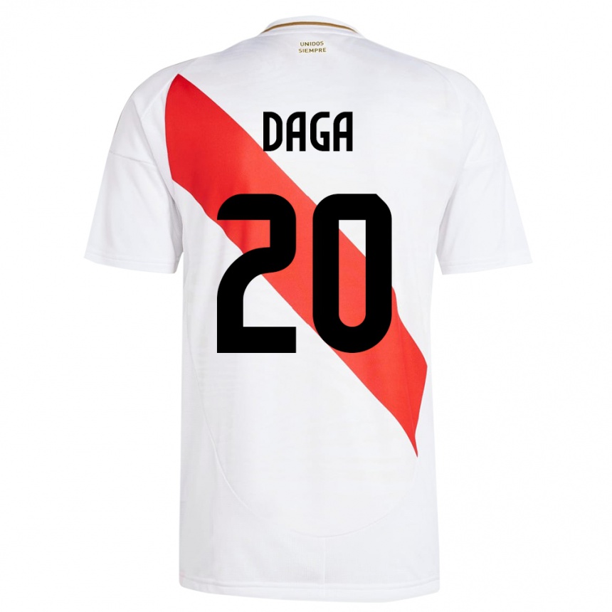 Kids Football Peru Azucena Daga #20 White Home Jersey 24-26 T-Shirt Canada