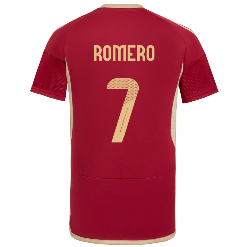 Kids Football Venezuela Leenhan Romero #7 Burgundy Home Jersey 24-26 T-Shirt Canada