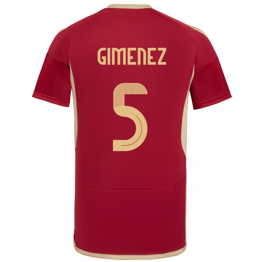 Kids Football Venezuela Yenifer Giménez #5 Burgundy Home Jersey 24-26 T-Shirt Canada