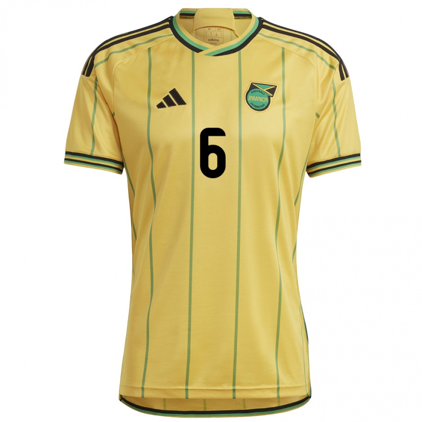 Kids Football Jamaica Ronaldo Barrett #6 Yellow Home Jersey 24-26 T-Shirt Canada