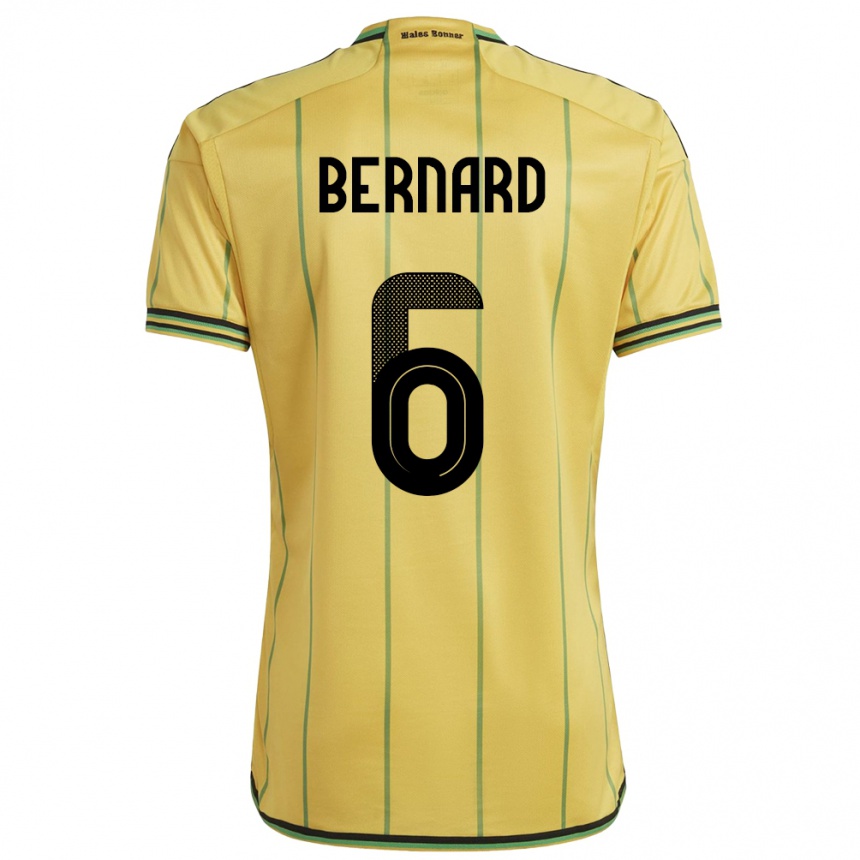 Kids Football Jamaica Di'shon Bernard #6 Yellow Home Jersey 24-26 T-Shirt Canada