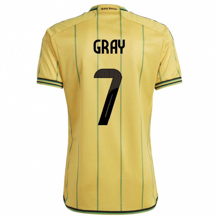 Kids Football Jamaica Demarai Gray #7 Yellow Home Jersey 24-26 T-Shirt Canada