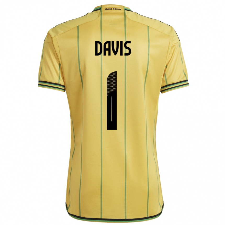 Kids Football Jamaica Shaquan Davis #1 Yellow Home Jersey 24-26 T-Shirt Canada