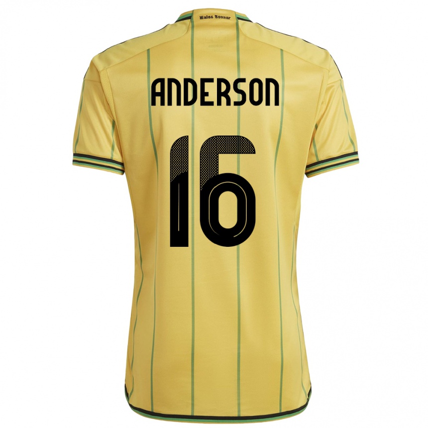 Kids Football Jamaica Karoy Anderson #16 Yellow Home Jersey 24-26 T-Shirt Canada