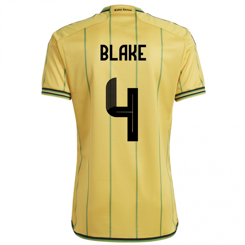 Kids Football Jamaica Romain Blake #4 Yellow Home Jersey 24-26 T-Shirt Canada