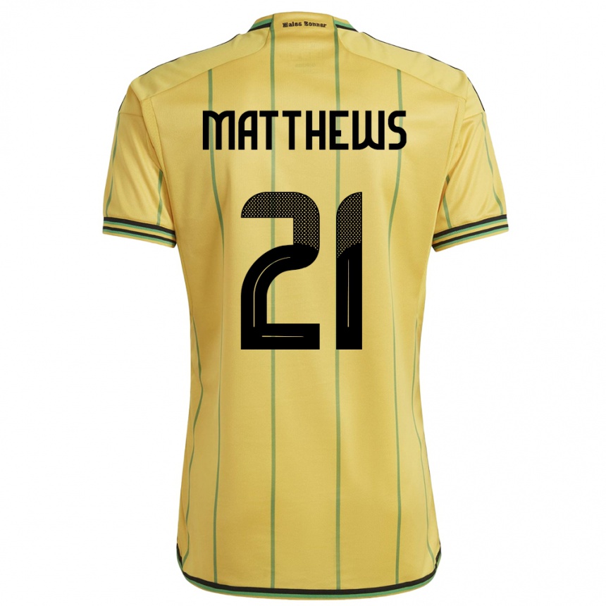 Kids Football Jamaica Cheyna Matthews #21 Yellow Home Jersey 24-26 T-Shirt Canada