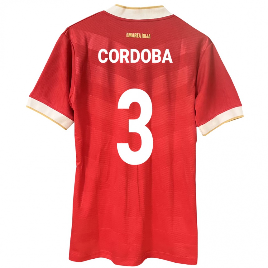 Kids Football Panama José Córdoba #3 Red Home Jersey 24-26 T-Shirt Canada