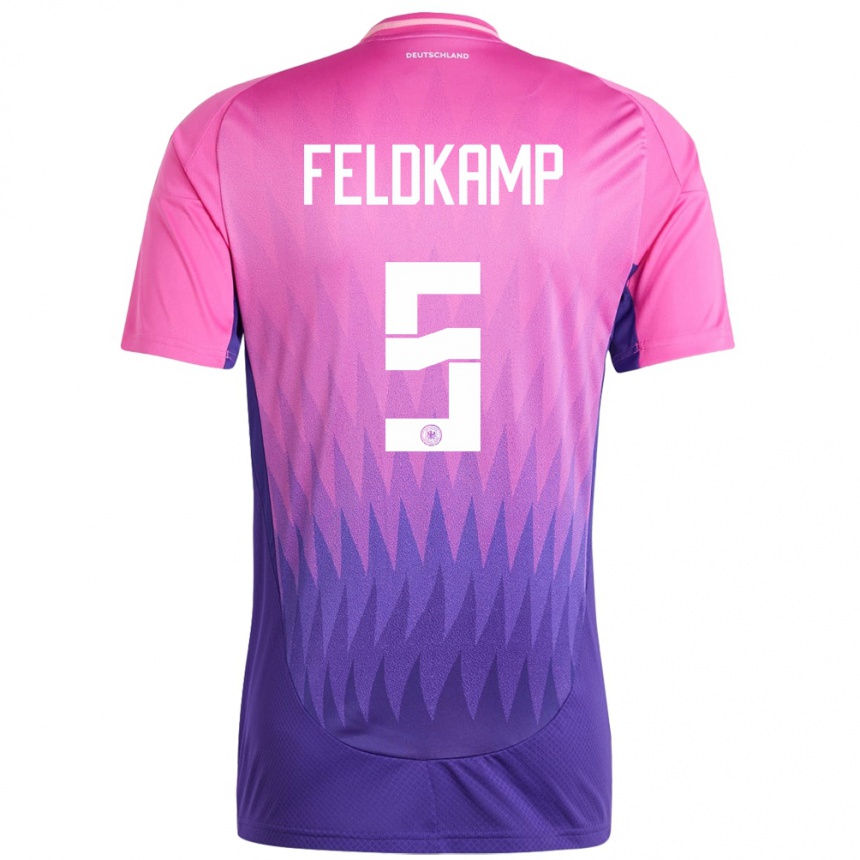 Kids Football Germany Jana Feldkamp #5 Pink Purple Away Jersey 24-26 T-Shirt Canada