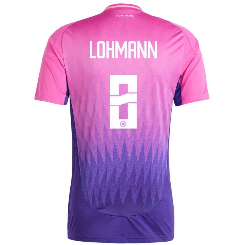 Kids Football Germany Sydney Lohmann #8 Pink Purple Away Jersey 24-26 T-Shirt Canada