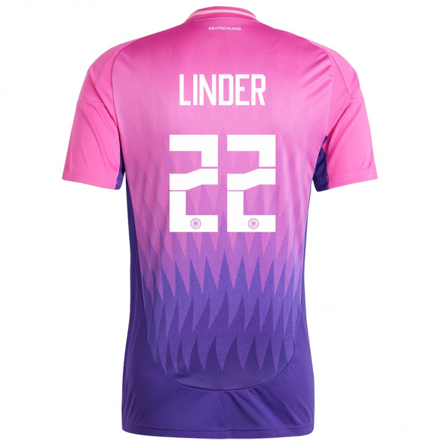 Kids Football Germany Sarai Linder #22 Pink Purple Away Jersey 24-26 T-Shirt Canada