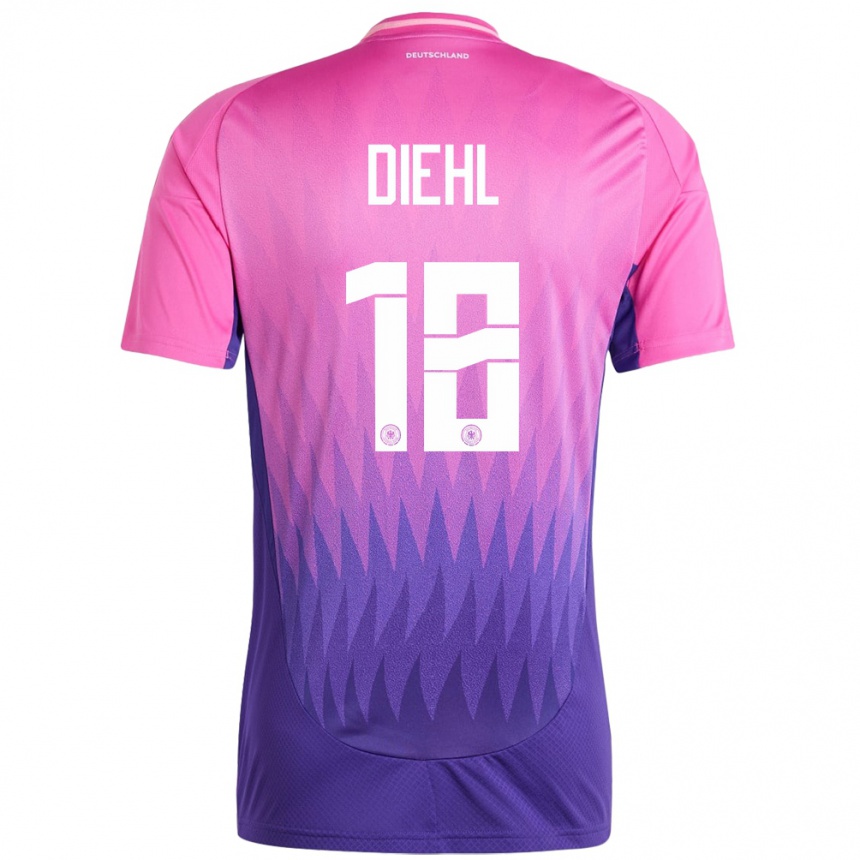 Kids Football Germany Justin Diehl #18 Pink Purple Away Jersey 24-26 T-Shirt Canada