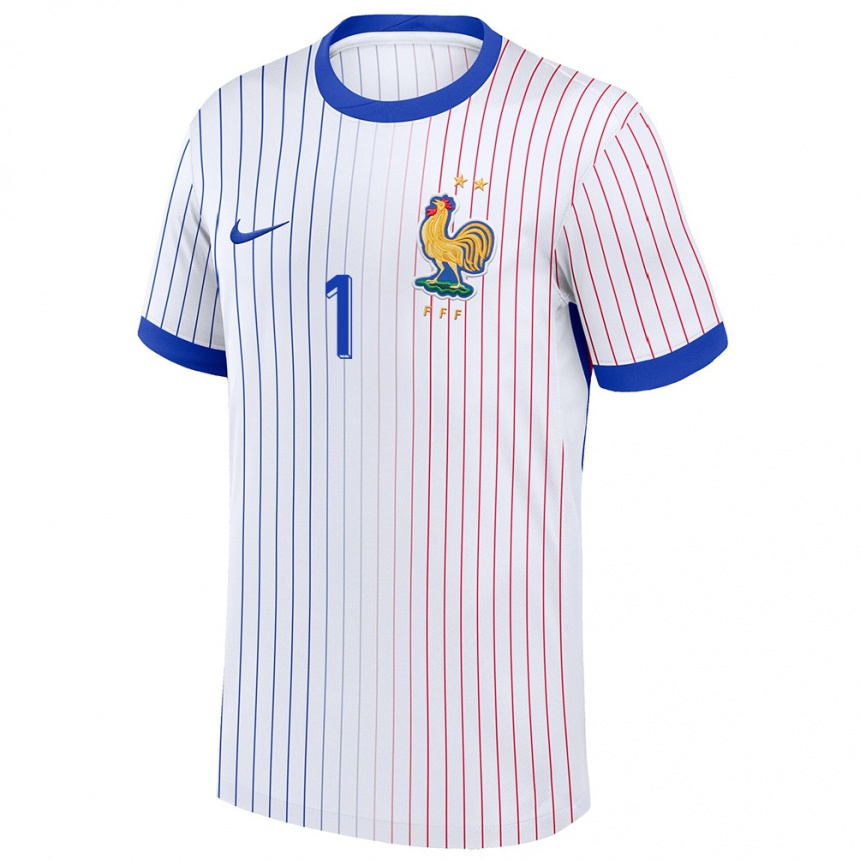 Kids Football France Illan Meslier #1 White Away Jersey 24-26 T-Shirt Canada