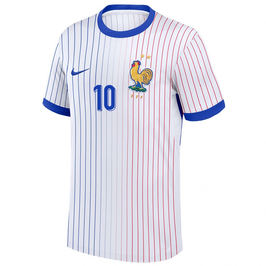 Kids Football France Kylian Mbappe #10 White Away Jersey 24-26 T-Shirt Canada