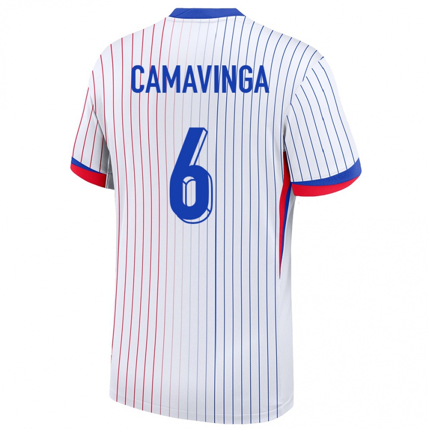 Kids Football France Eduardo Camavinga #6 White Away Jersey 24-26 T-Shirt Canada