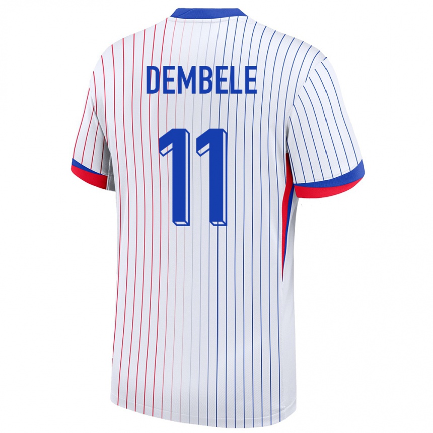 Kids Football France Ousmane Dembele #11 White Away Jersey 24-26 T-Shirt Canada