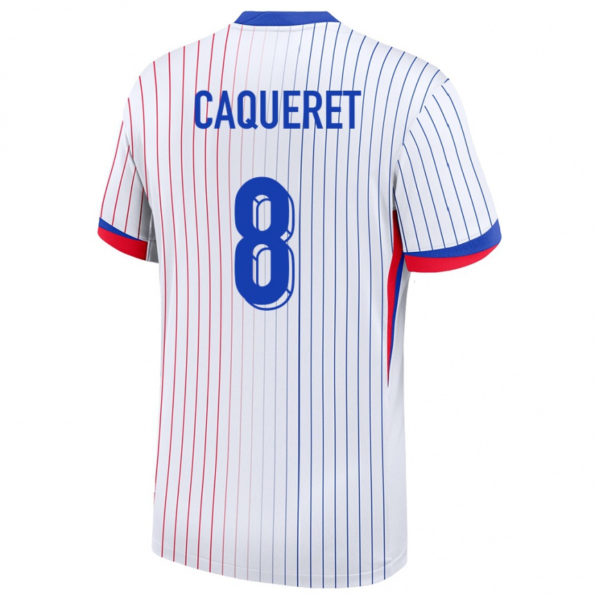 Kids Football France Maxence Caqueret #8 White Away Jersey 24-26 T-Shirt Canada