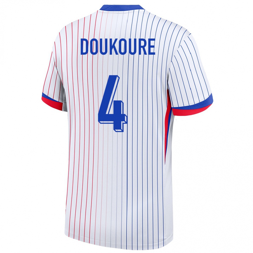 Kids Football France Ismael Doukoure #4 White Away Jersey 24-26 T-Shirt Canada