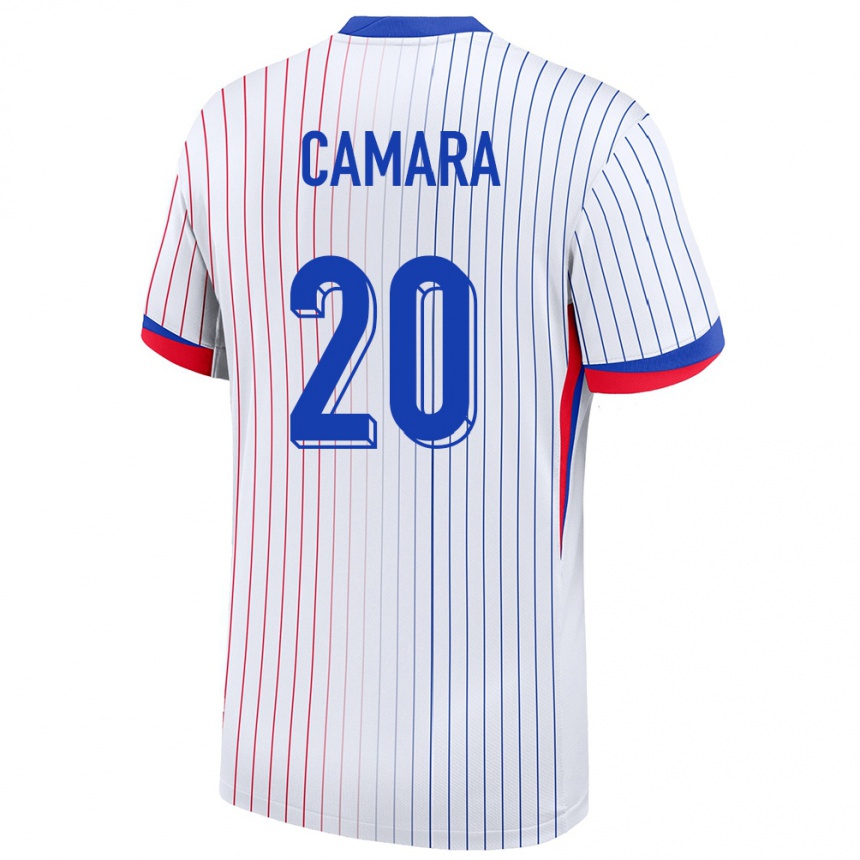 Kids Football France Ousmane Camara #20 White Away Jersey 24-26 T-Shirt Canada