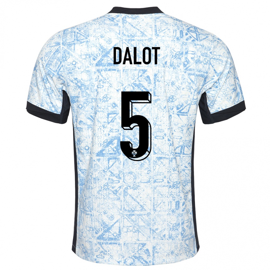 Kids Football Portugal Diogo Dalot #5 Cream Blue Away Jersey 24-26 T-Shirt Canada