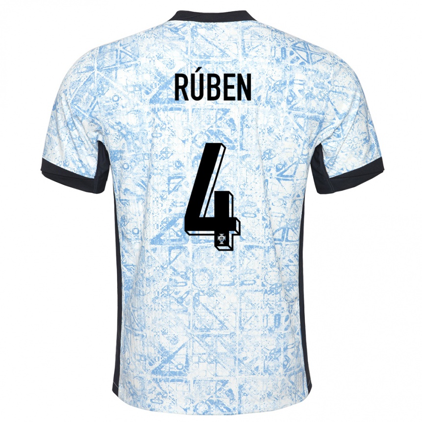 Kids Football Portugal Ruben Dias #4 Cream Blue Away Jersey 24-26 T-Shirt Canada