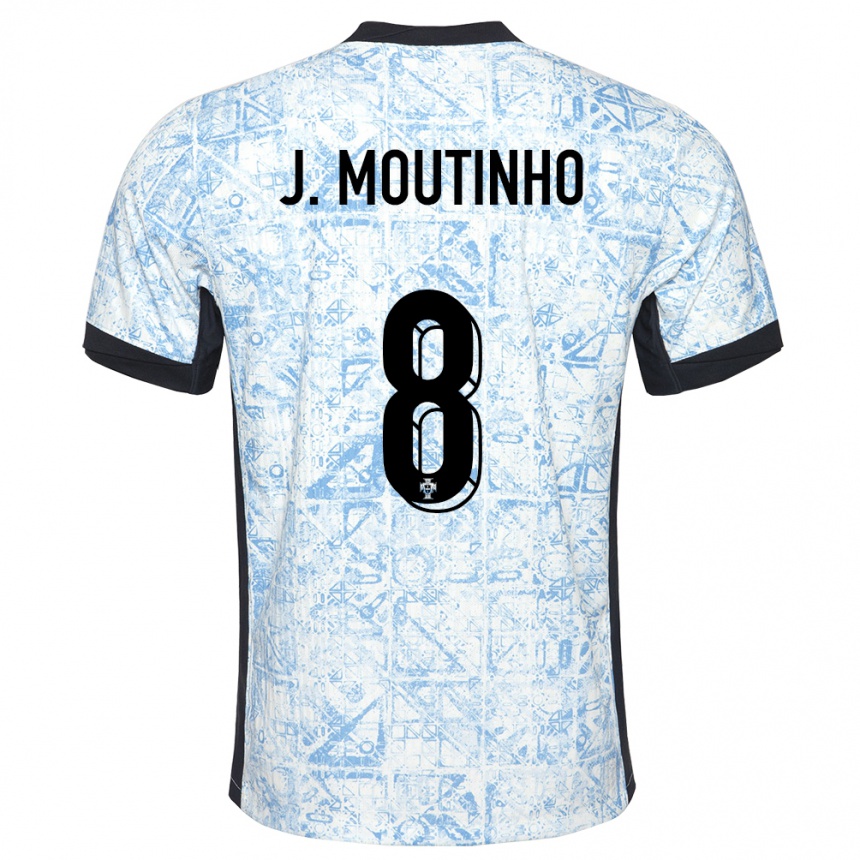 Kids Football Portugal Joao Moutinho #8 Cream Blue Away Jersey 24-26 T-Shirt Canada