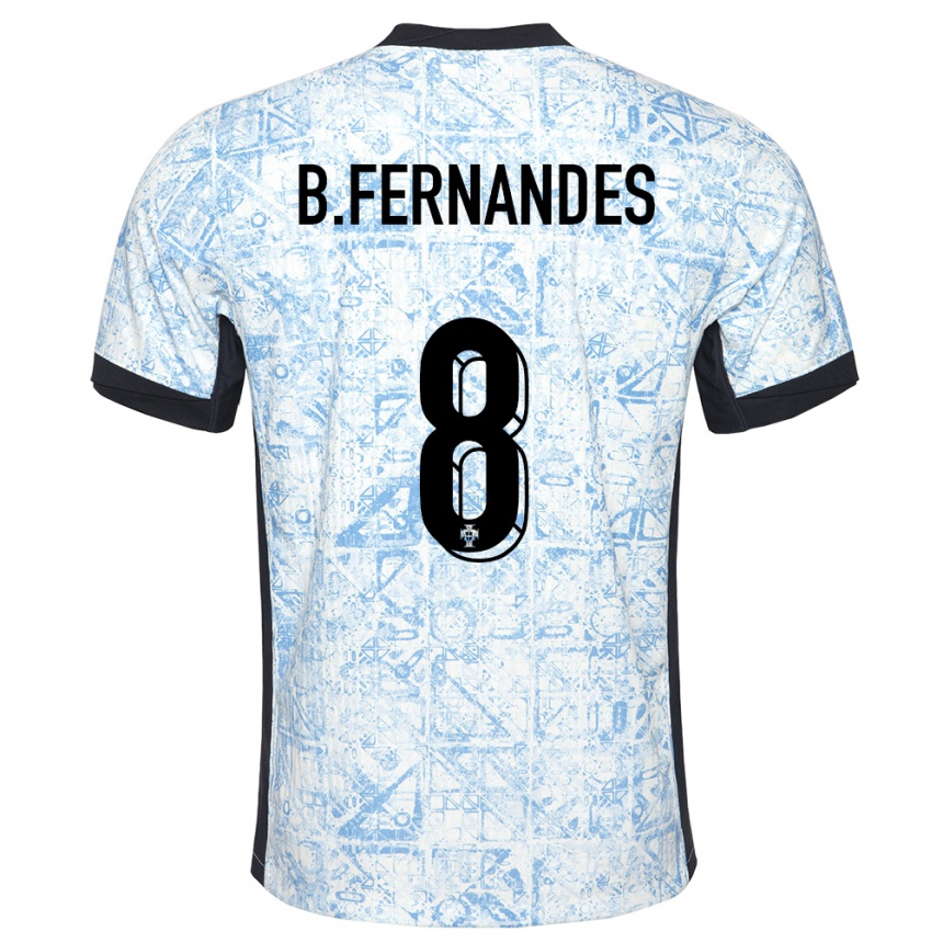 Kids Football Portugal Bruno Fernandes #8 Cream Blue Away Jersey 24-26 T-Shirt Canada