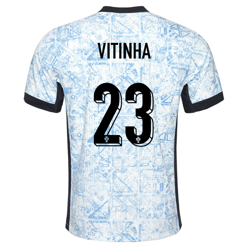 Kids Football Portugal Vitinha #23 Cream Blue Away Jersey 24-26 T-Shirt Canada