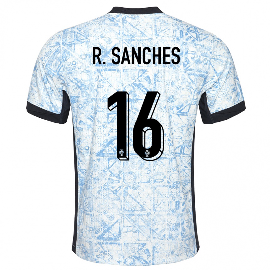 Kids Football Portugal Renato Sanches #16 Cream Blue Away Jersey 24-26 T-Shirt Canada