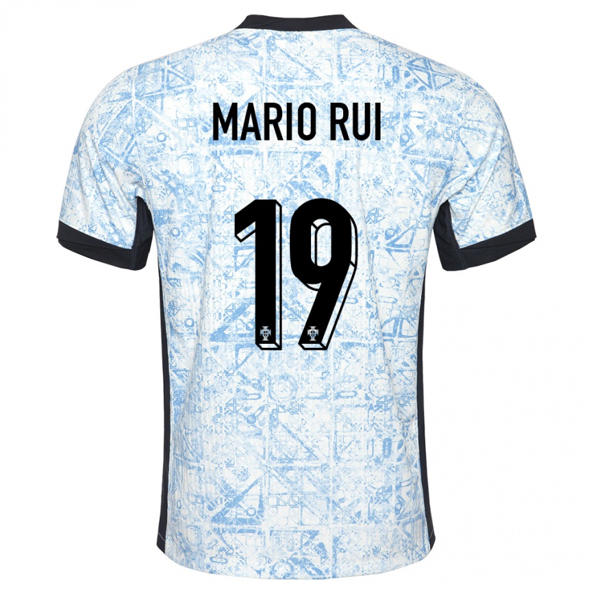 Kids Football Portugal Mario Rui #19 Cream Blue Away Jersey 24-26 T-Shirt Canada