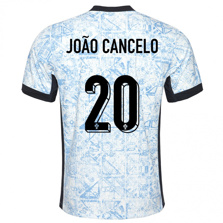 Kids Football Portugal Joao Cancelo #20 Cream Blue Away Jersey 24-26 T-Shirt Canada