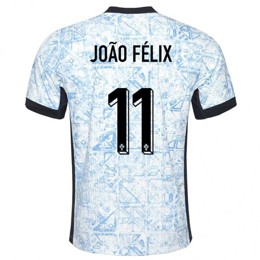 Kids Football Portugal Joao Felix #11 Cream Blue Away Jersey 24-26 T-Shirt Canada