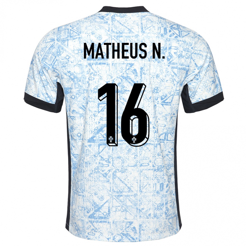 Kids Football Portugal Matheus Nunes #16 Cream Blue Away Jersey 24-26 T-Shirt Canada