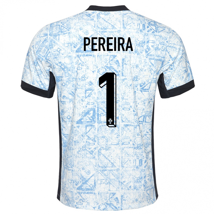 Kids Football Portugal Ines Pereira #1 Cream Blue Away Jersey 24-26 T-Shirt Canada