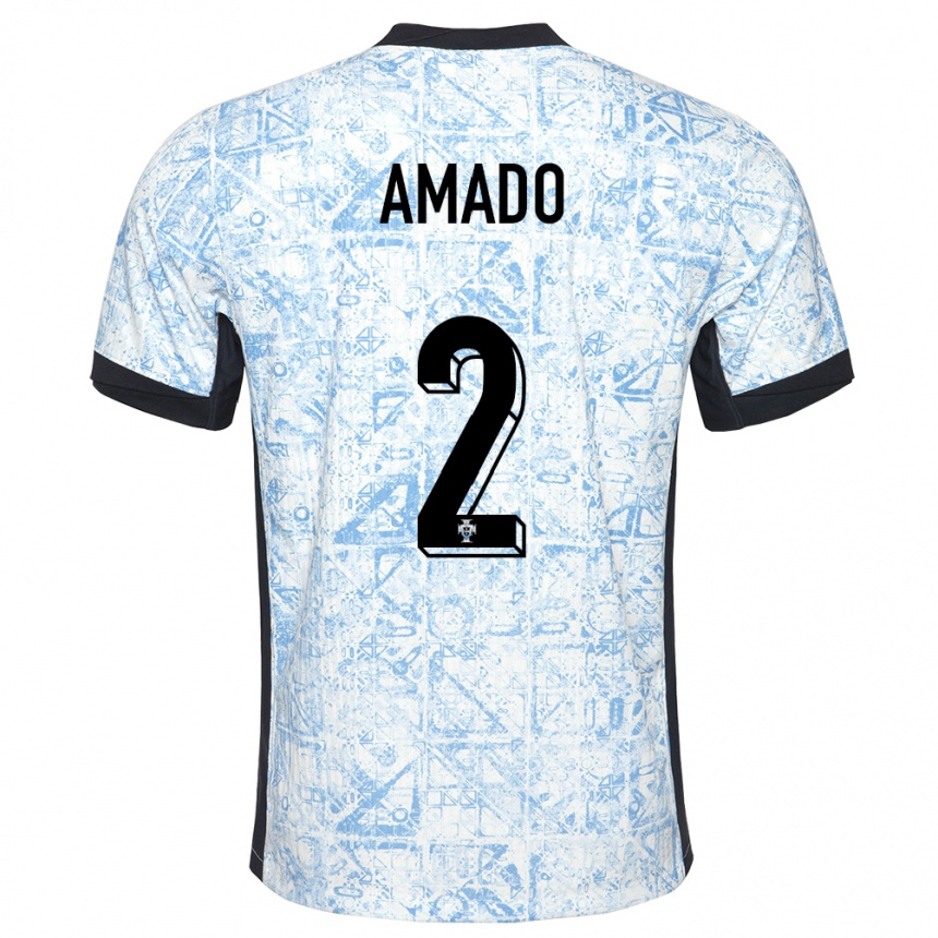 Kids Football Portugal Catarina Amado #2 Cream Blue Away Jersey 24-26 T-Shirt Canada