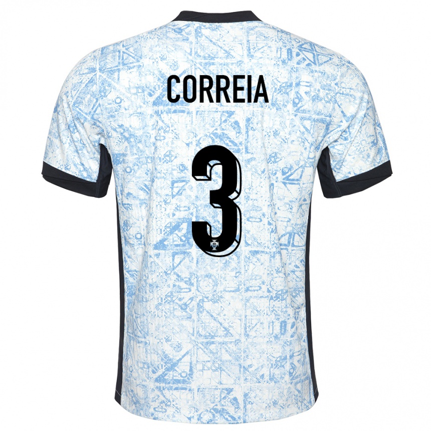 Kids Football Portugal Alicia Correia #3 Cream Blue Away Jersey 24-26 T-Shirt Canada