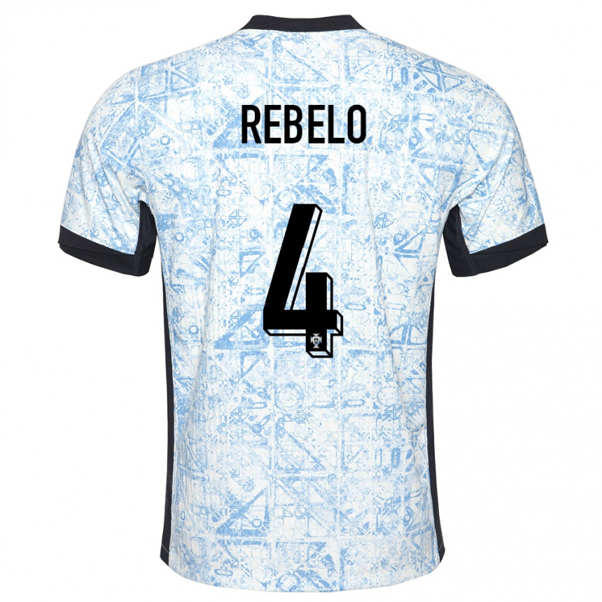 Kids Football Portugal Silvia Rebelo #4 Cream Blue Away Jersey 24-26 T-Shirt Canada