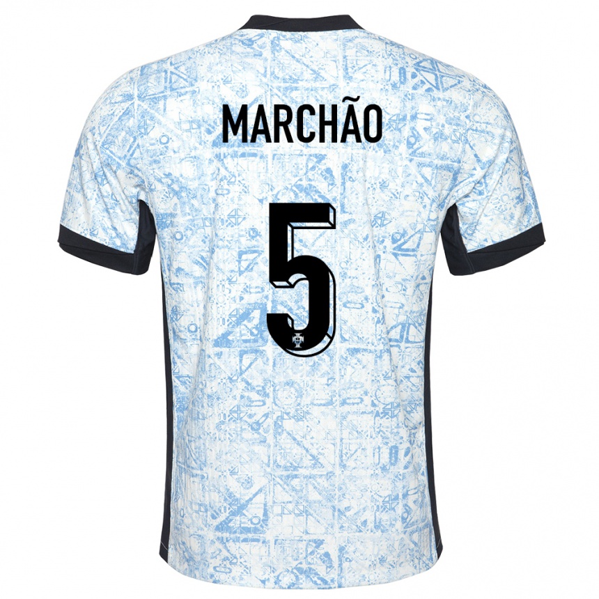 Kids Football Portugal Joana Marchao #5 Cream Blue Away Jersey 24-26 T-Shirt Canada