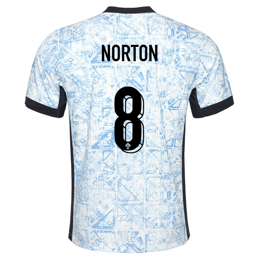 Kids Football Portugal Andreia Norton #8 Cream Blue Away Jersey 24-26 T-Shirt Canada