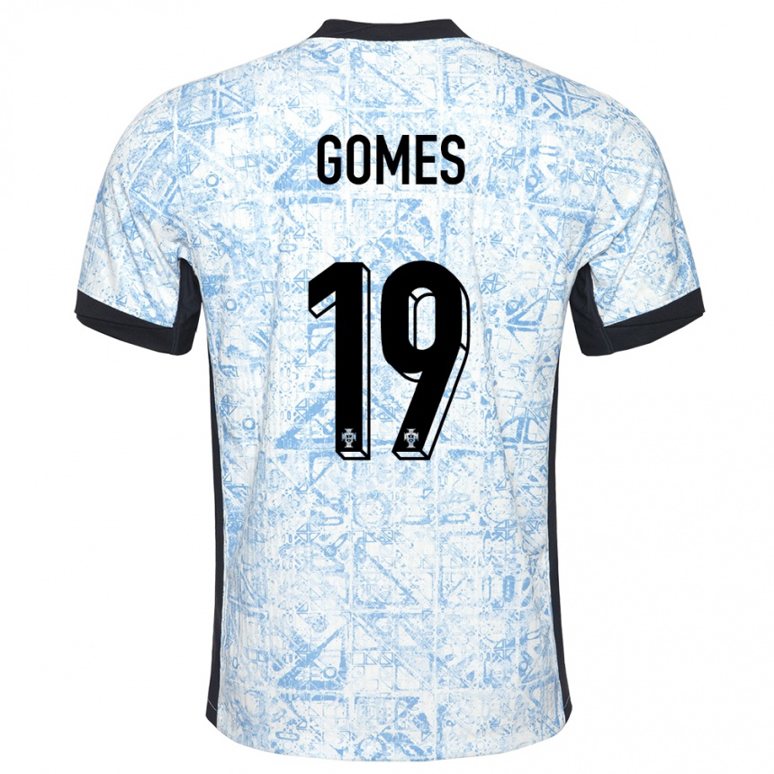 Kids Football Portugal Diana Gomes #19 Cream Blue Away Jersey 24-26 T-Shirt Canada