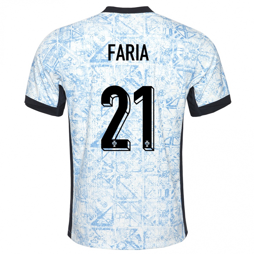 Kids Football Portugal Andreia Faria #21 Cream Blue Away Jersey 24-26 T-Shirt Canada