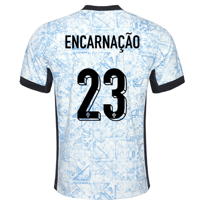 Kids Football Portugal Telma Encarnacao #23 Cream Blue Away Jersey 24-26 T-Shirt Canada