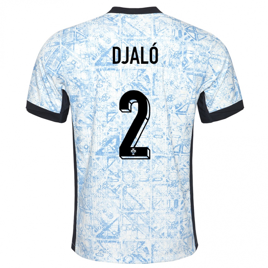 Kids Football Portugal Tiago Djalo #2 Cream Blue Away Jersey 24-26 T-Shirt Canada