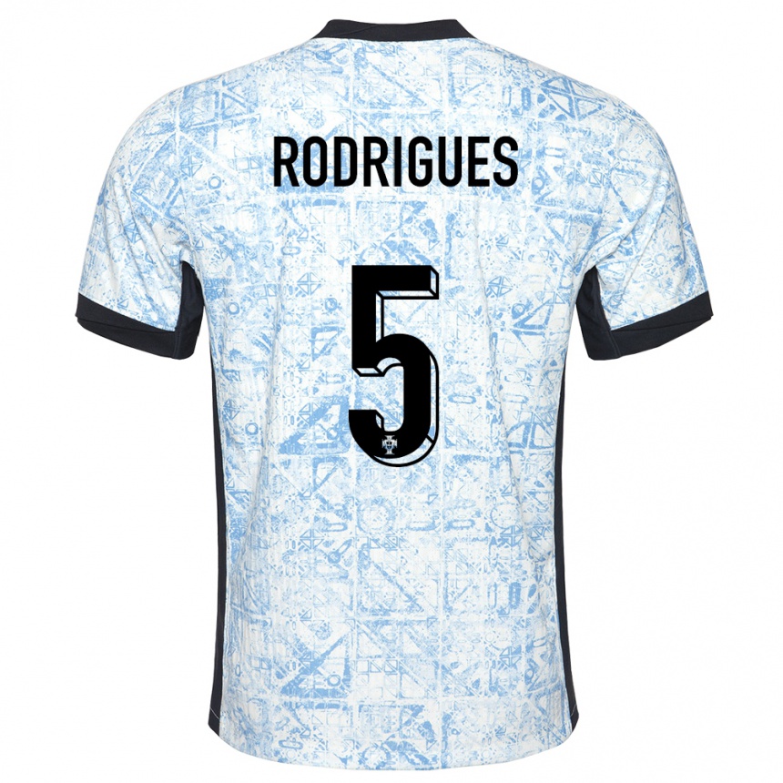 Kids Football Portugal Rafael Rodrigues #5 Cream Blue Away Jersey 24-26 T-Shirt Canada