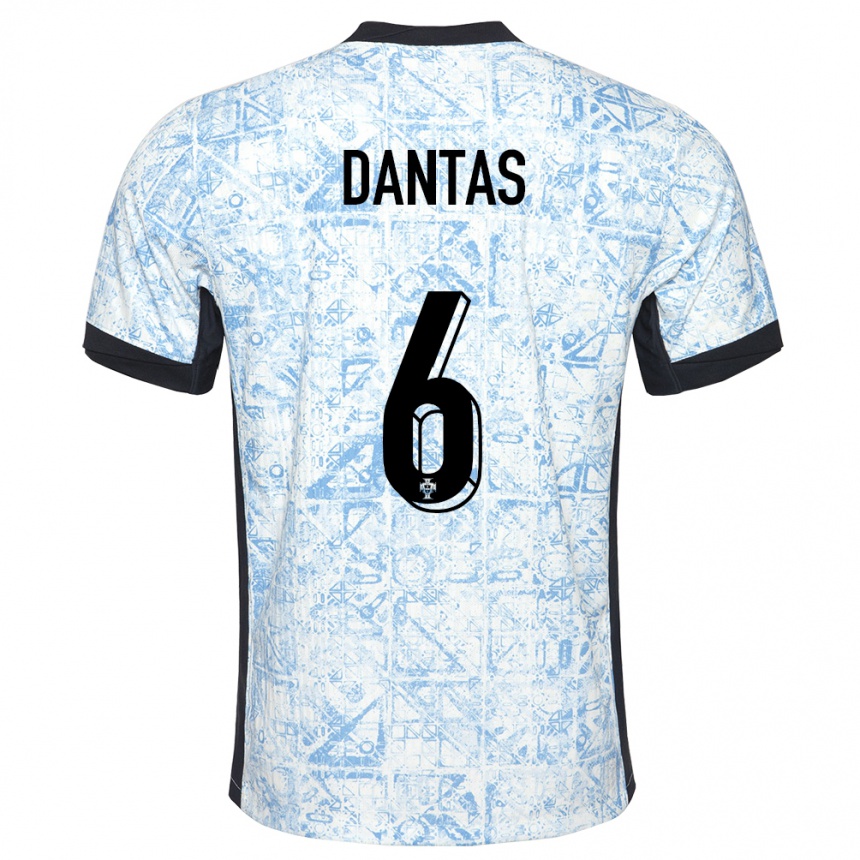 Kids Football Portugal Tiago Dantas #6 Cream Blue Away Jersey 24-26 T-Shirt Canada