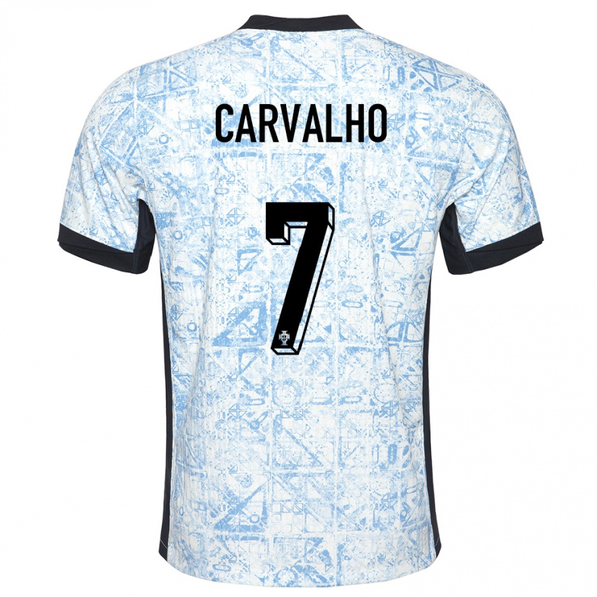 Kids Football Portugal Fabio Carvalho #7 Cream Blue Away Jersey 24-26 T-Shirt Canada