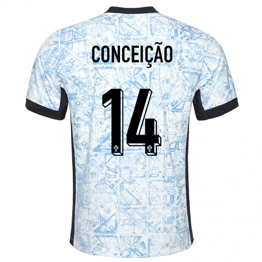 Kids Football Portugal Rodrigo Conceicao #14 Cream Blue Away Jersey 24-26 T-Shirt Canada