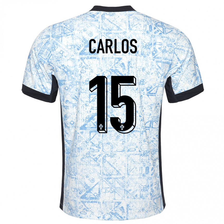 Kids Football Portugal Ze Carlos #15 Cream Blue Away Jersey 24-26 T-Shirt Canada